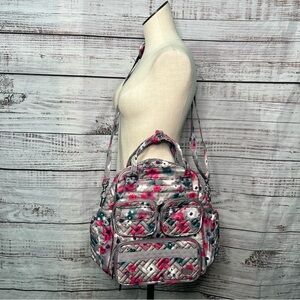 Lug Mini Puddle Jumper Tote Bag Gray Floral Carry On Bag Travel Tote Diaper Bag